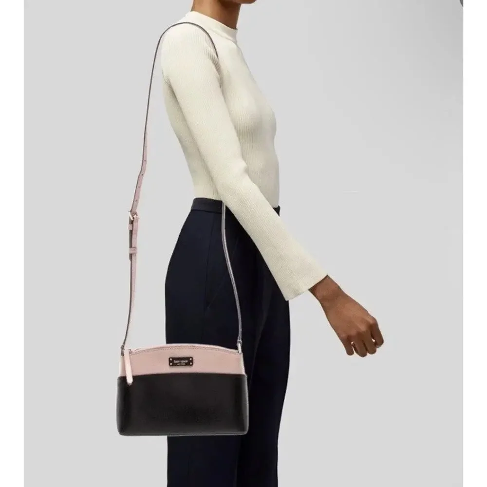 KATE SPADE New York Light Pink Black Leather Jeanne Crossbody Shoulder Bag 6x9x3